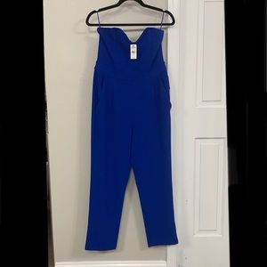 Express beautiful cobalt blue sleeveless, sweetheart neckline jumpsuit